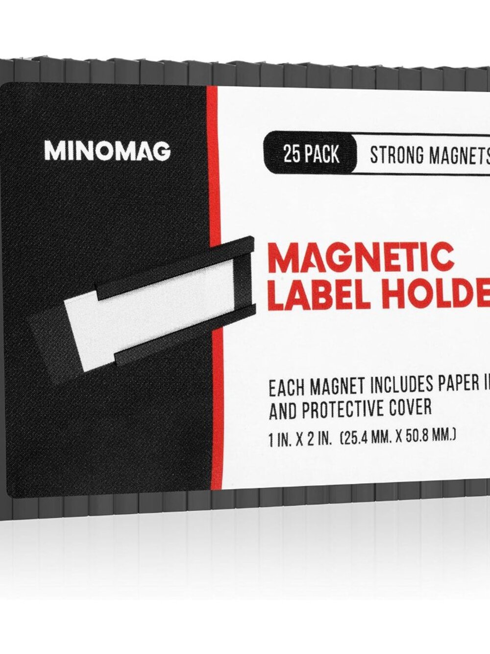 25pcs Magnetic Tool Box Labels 1x2 inches | C Channel Magnetic Label Holders for